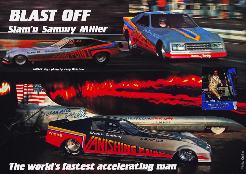 Sammy Miller blows out the windows of the control tower at Santa Pod in 1982